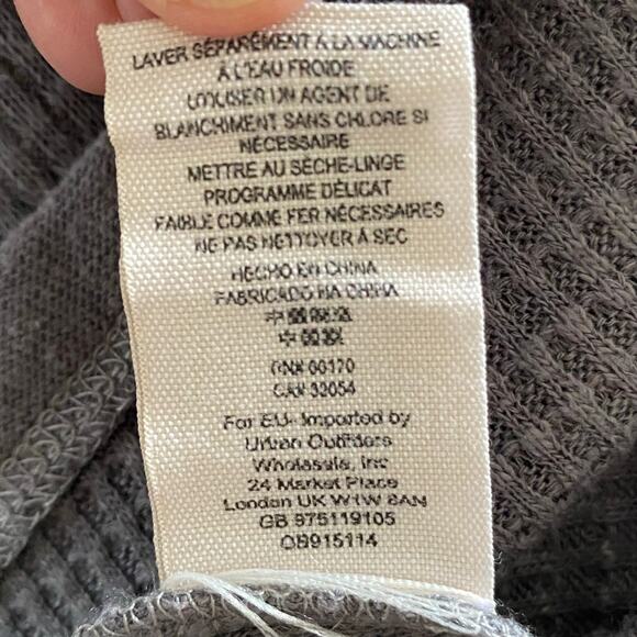 FREE PEOPLE We The Free Must Have Waffle Thermal Henley Top Gray, Size Small - Picture 12 of 13